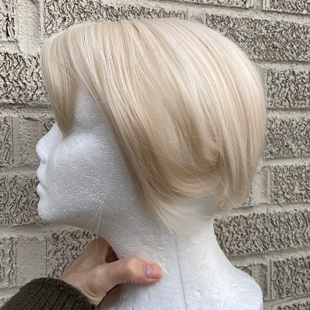 NWT 11”approx white platinum blonde ash natural topper price final bangs vanilla